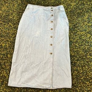 Y2K style Denim maxi skirt - offset button up - size 14